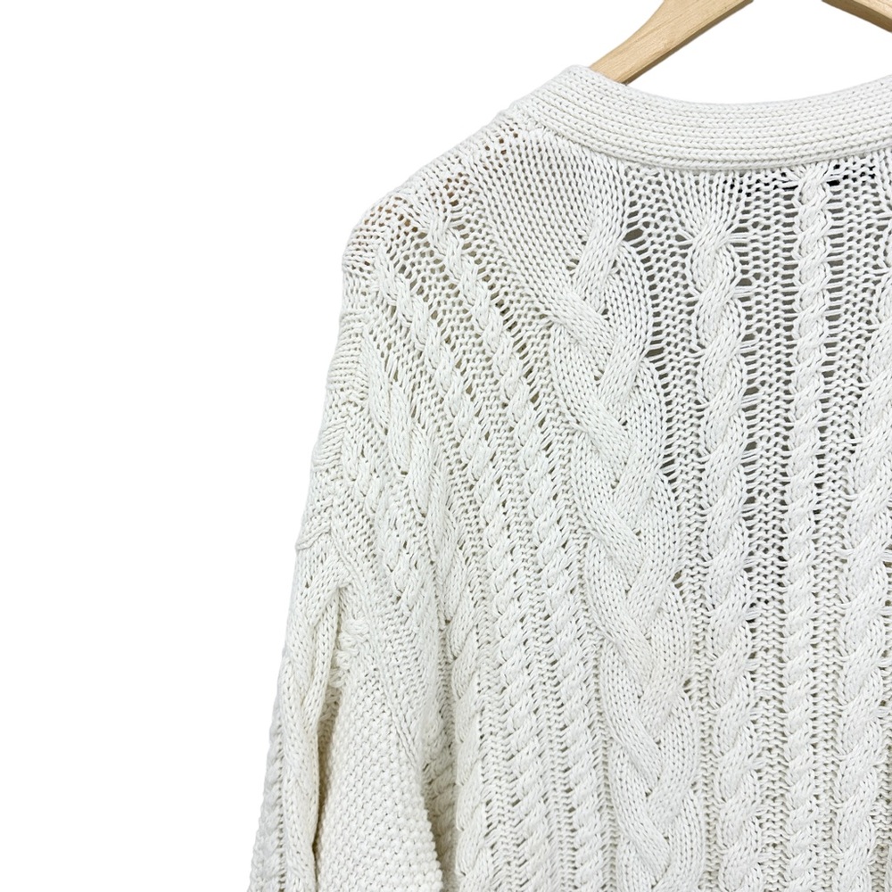 JENNI KAYNE Cardigan Sweater Cable Cocoon Ivory - Picture 7 of 9